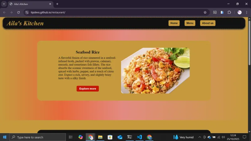 Aila's Kitchen website screenshot