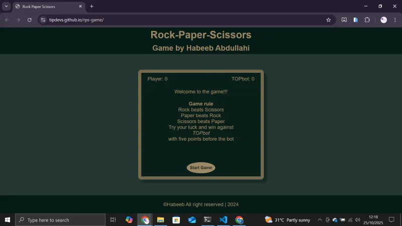 Rock Paper Scissors game screenshot